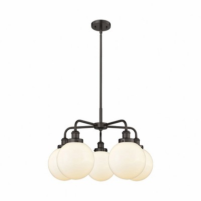 Beacon - 5 Light Stem Hung Chandelier In Art Deco Style-17.38 Inches Tall and 26 Inches Wide