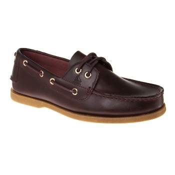 Sail Men's Premium Wide Width Full Leather Boat Shoes | Handsewn Construction | Rawhide Lacing System for Easy Slip-On Fit | Full Leather /Cushioned