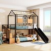 Twin Over Twin Metal Bunk Bed, Metal Housebed with Slide and Storage Stair, Black with Black Slide - image 2 of 4