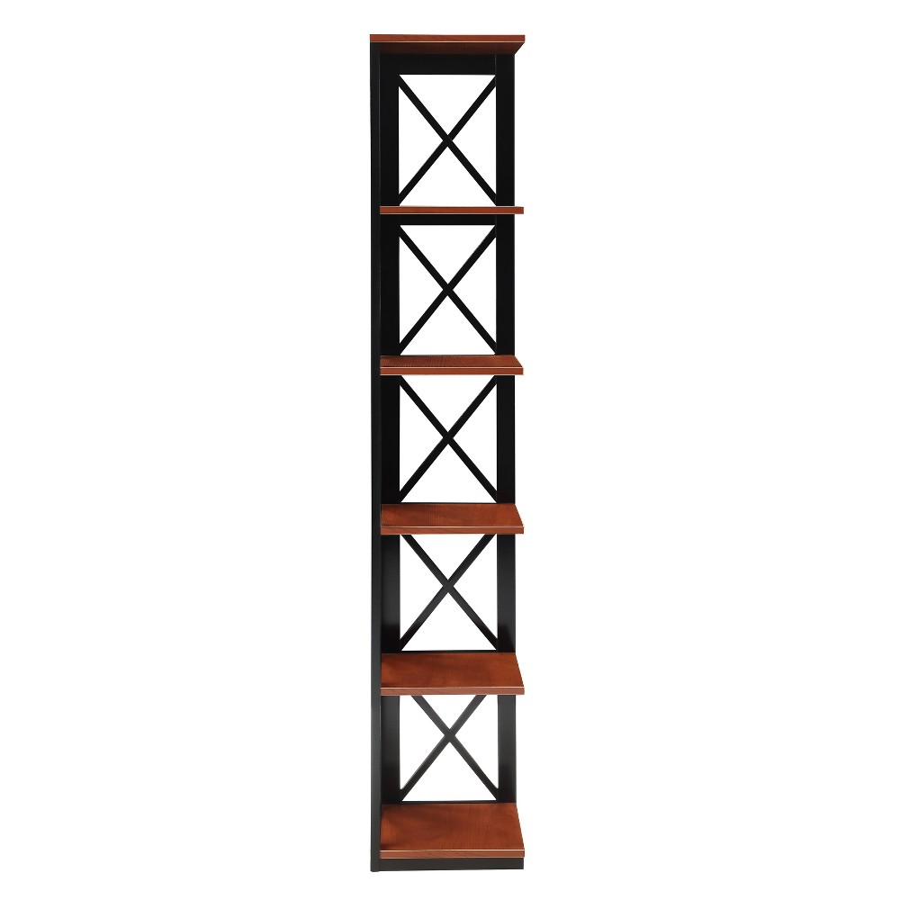 Photos - Garden & Outdoor Decoration 63.75" Breighton Home Xavier 5-Shelf Corner Bookcase Cherry/Black: Mid-Cen