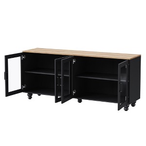 YOOCOZZ Farmhouse TV Stand with Glass Doors and Gourd-Shaped Legs - 1 of 4
