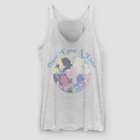 Women S Disney Princess Once Upon A Time Graphic Tank Top Juniors Gray L Target