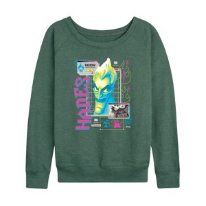 Women's - Disney - Hades Vapor Wave Lightweight French Terry Wide Neck Long Sleeve Shirt - 1 of 4