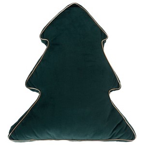 Christmas Magic 17.25"x18.9" Tree Shaped Throw Pillow Green - 1 of 3