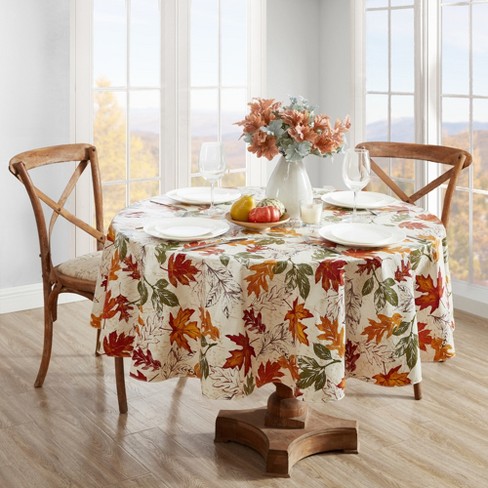 Vintage Leaves Vinyl Indoor/outdoor Tablecloth - Multicolor - 70 In ...