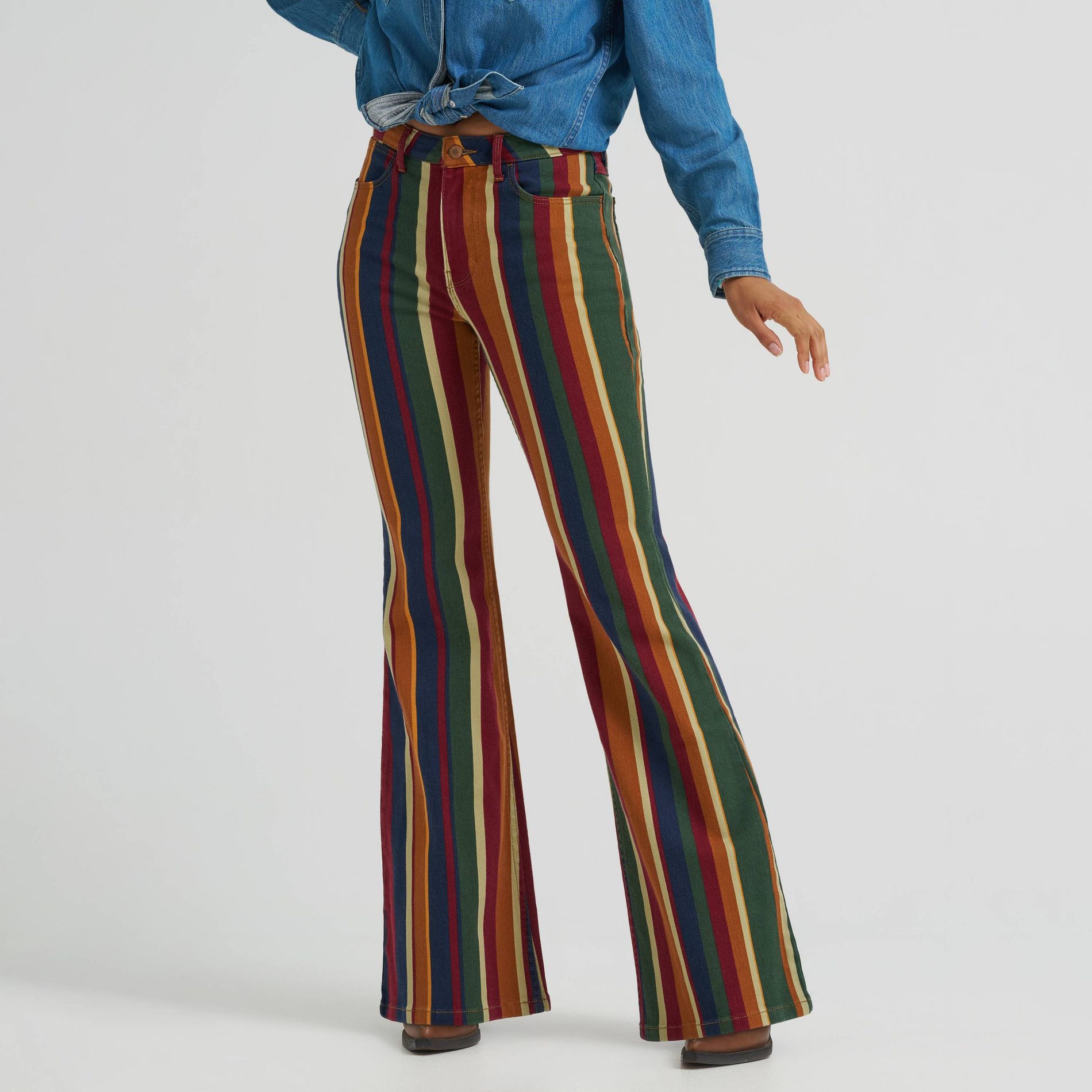 Wrangler Women's High-Rise Bold Striped Flare Pants - Multi