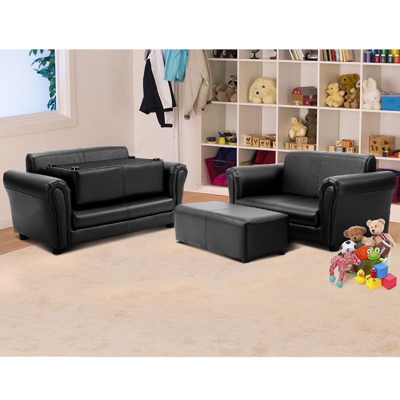 Costway Kids Sofa Armrest Chair Couch Lounge in Black, 2 of 11