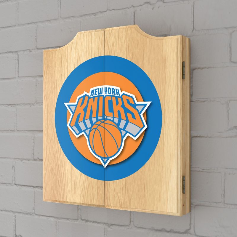 New York Knicks Logo Dart Board Cabinet Set, 2 of 6