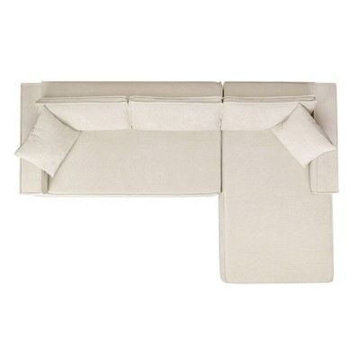 Brenley Light Beige Fabric Sectional Sofa with Removable Cushions
