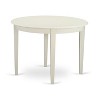 East West Furniture 3 Piece Dinner Table Set contain A Wooden Table and 2 Platinum Gray Faux Leather Person Chairs with Stylish Back- Linen White - 3 of 4