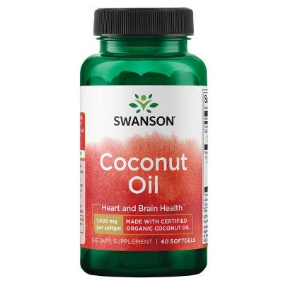 Swanson Coconut Oil Made with Certified Organic Coconut Oil 1,000 mg 60 Softgels.