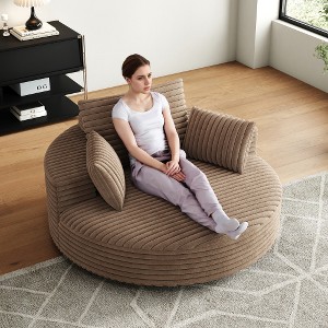 TiramisuBest 55''L Corduroy Chenille Foam Single Swivel Chair, Fluffy Modern Sleeper, 360 Degree Swivel Chair for Living Room, Bedroom - 1 of 4