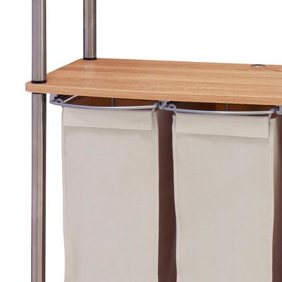 Light Ash Steel Frame Laundry Center with Wheels and Shelves