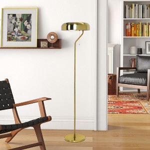 KTMBDW Modern Floor Lamp Simple Design with Gold Shade, Socket Switch, 55" Small Tall Lamps for Living Room Bedroom Office (Without Bulb) - 1 of 4