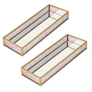 LAURAELLA Handcrafted Glass Tray, Decorative Storage Tray for Makeup, Jewelry, Desk, or Bathroom Stylish, Durable Glass Tray for Home and Office, Red - 1 of 4