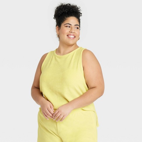 Women's Plus Size Terry Tank Top - A New Day™ Yellow 4X