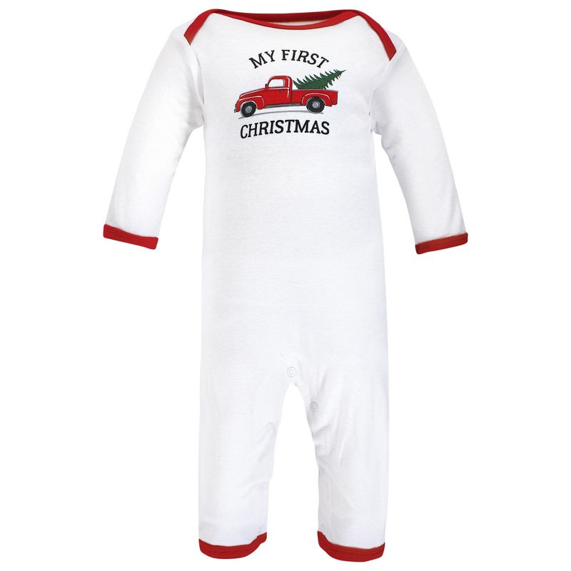 Hudson Baby Unisex Baby Cotton Coveralls, Christmas Tree, 4 of 7