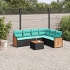 vidaXL 7 Piece Patio Sofa Set with Cushions Black Poly Rattan - 2 of 4