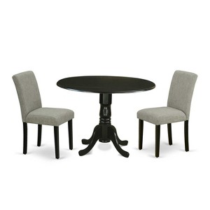 HomeStock 3-Pc Black Finish Solid Wood Top-Round Dining Room Set with Dropleaf-Seats 4 - 1 of 4