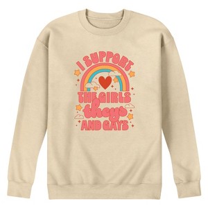 Men's - Instant Message - I Support The Girls Theys And Gays Graphic Fleece Sweatshirt - 1 of 4
