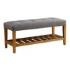 TiramisuBest Vintage Semi-Circle End of Bed Bench, Upholstered Bedroom Entryway Bench with Tufted Velvet-Touch Fabric & Rubberwood Legs, Gray - 2 of 4