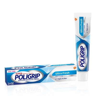Super PoliGrip Denture Adhesive Cream, Ultra Fresh, 2.4 oz