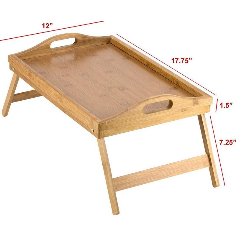 Wooden Breakfast Bed Tray with Folding Legs - Bamboo Bed Table - Bed Tray Table -  Bed Tray with Legs Natural Color - Homeitusa, 5 of 7