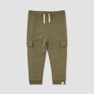Image of Burt's Bees Baby® Baby French Terry Cargo Pants - Dark Green 0-3M