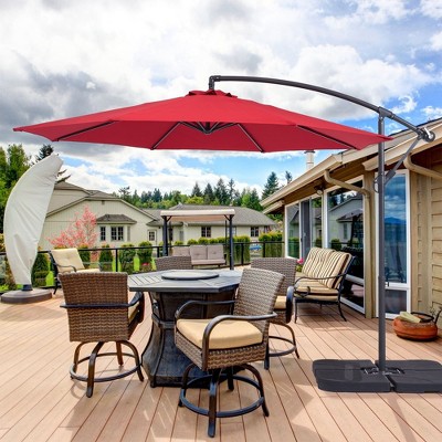 Sonkuki 10 Ft. Patio Offset Umbrella Outdoor Hanging Umbrellas w/Steel Frame
