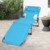 Gymax 1PCS/2PCS Outdoor Beach Lounge Chair Folding Chaise Lounge 5-Level Backrest Blue & Green/Blue/Turquoise/Gray/Black/Beige/Pink/Hot Pink - 2 of 4