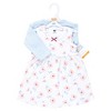 Hudson Baby Infant and Toddler Girls Cotton Dress and Cardigan Set, Pink Blue Flower - 2 of 4