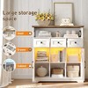 37" Sideboard Buffet Storage Cabinet, Coffee Bar Wood Kitchen Table, Rustic White - 3 of 4