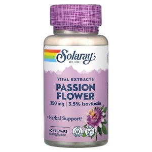 Solaray Vital Extracts, Passion FLower, 60 VegCaps - 1 of 4