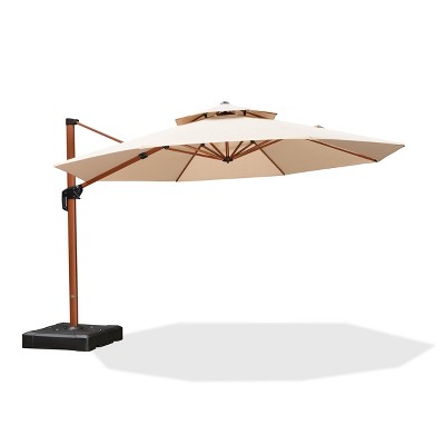 PURPLE LEAF Outdoor Umbrella with Base Patio Round Large Cantilever Umbrella Windproof Offset Heavy Duty Sun Umbrella for Garden Deck Pool