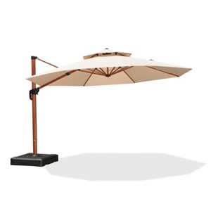 PURPLE LEAF Outdoor Umbrella with Base Patio Round Large Cantilever Umbrella Windproof Offset Heavy Duty Sun Umbrella for Garden Deck Pool - 1 of 4