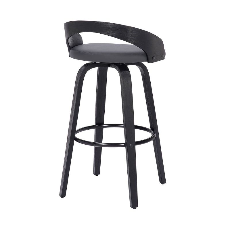 26&#34; Sonia Swivel Faux Leather Wood Counter Height Barstool Black - Armen Living, 6 of 12