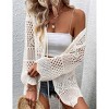 Womens Cardigan Spring Tops Sheer Lightweight Summer Cardigan Beach Cover Up Tops V Neck Lantern Sleeve Sweater Cardigan - 3 of 4