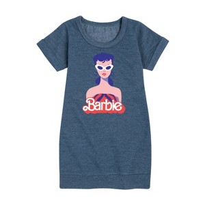 Girls' - Barbie - Retro Swimsuit Graphic Short Sleeve Fleece Dress - 1 of 3