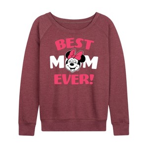 Women's - Disney - Best Mom Lightweight French Terry Wide Neck Long Sleeve Shirt - 1 of 4