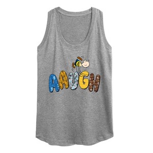Women's - Peanuts - Aaugh Pattern Charlie Brown Graphic Racerback Tank - 1 of 4
