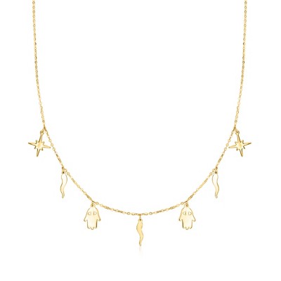 Ross-Simons Italian 10kt Yellow Gold Multi-Charm Station Necklace