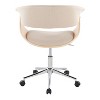 TiramisuBest Mid-Century Modern Office Chair: Chrome, Wood, Cream Fabric, Adjustable - 4 of 4