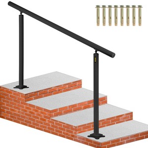 VEVOR Outdoor Stair Railing Kit, 5 FT Handrails 0-5 Steps, Adjustable Angle Aluminum Stair Hand Rail , Handrails for Indoor & Outdoor Steps,Black - 1 of 4