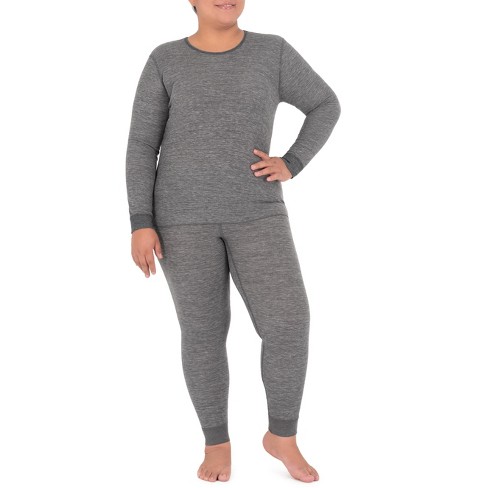 Fruit Of The Loom Women's And Plus Long Underwear Thermal Waffle Top And  Bottom Set - Grey 4x Large : Target