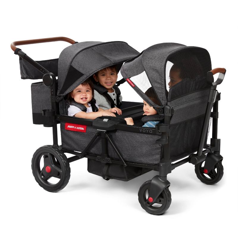 Radio Flyer Voya Quad Baby Stroller Wagon - Gray/Black, 3 of 22