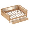 Ridstar 78.7 in. W Children's Full -Size Wooden Platform Bed with Guardrails-Natural - 4 of 4
