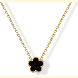 14K Gold Plated Clover Necklace for Women, Four Leaf Clover with Gemstone Accents - 1 of 4