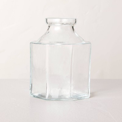 Small Octagonal Clear Glass Bottle Vase - Hearth & Hand™ with Magnolia