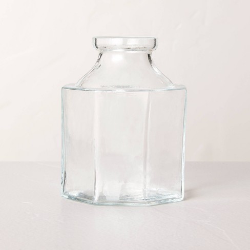 Octagonal Clear Glass Bottle Vase - Hearth & Hand™ with Magnolia - image 1 of 4