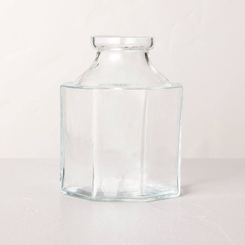Octagonal Clear Glass Bottle Vase - Hearth & Hand™ with Magnolia, 1 of 8